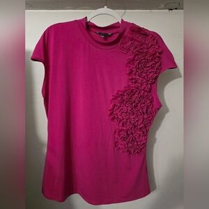 Women’s Fuchsia Ruffle-Accent Tank Top